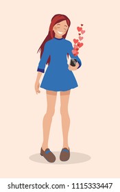 A Declaration of love by text. Young girl.