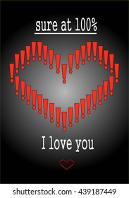 a declaration of love - the heart, consisting of exclamation marks