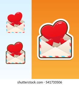 Declaration of love, heart envelope