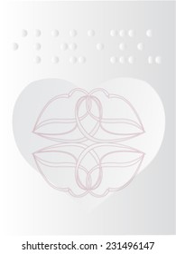 Declaration of love in language blind, Braille's alphabet,card for Valentine's Day in cold tone