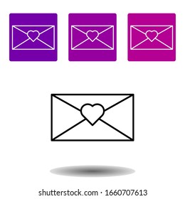 declaration of love, letter with heart icon . Simple outline vector of Love purple set for UI and UX, website or mobile application