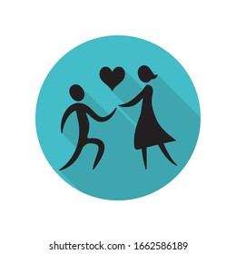 Declaration of love long shadow icon. Simple glyph, flat vector of arrow icons for ui and ux, website or mobile application