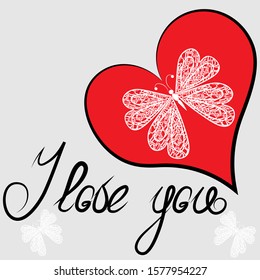 declaration of love on Valentines Day with butterfly