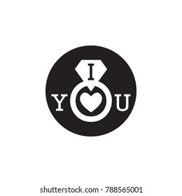 declaration of love with a ringlet icon. Valentine's Day elements. Premium quality graphic design icon. Simple love icon for websites, web design, mobile app, info graphics on white background