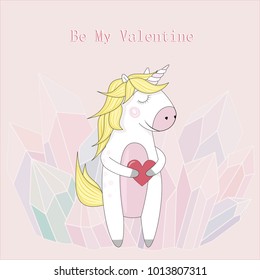 declaration of love with a unicorn and crystals