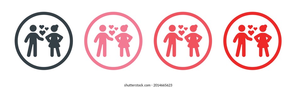 Declaration of love vector icon. Couple with hearts symbol.