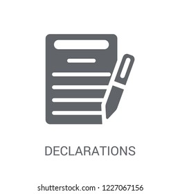 Declarations icon. Trendy Declarations logo concept on white background from Technology collection. Suitable for use on web apps, mobile apps and print media.