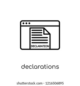 Declarations icon. Trendy modern flat linear vector Declarations icon on white background from thin line Technology collection, editable outline stroke vector illustration