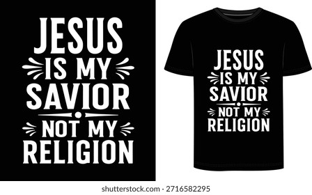 Declare your faith with this bold “Jesus Is My Savior Not My Religion” T-shirt. Featuring clean white typography on a black background, this Christian tee focuses on a personal relationship with Jesus rather than empty religion. 