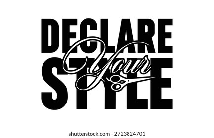 Deklarieren Sie Ihren Stil - Barber T-Shirt Design mit stilvollen und detaillierten handgezeichneten Vektorgrafiken, ideal für Cricut, Silhouette und transparente weiße Hintergründe.