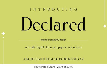 Declared Elegant luxury abstract wedding fashion logo font alphabet. Minimal classic  urban fonts for logo, brand etc. Typography typeface uppercase lowercase and number. vector illustration