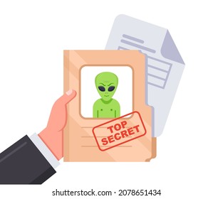 declassified data on aliens. documents about extraterrestrial civilizations. flat vector illustration.