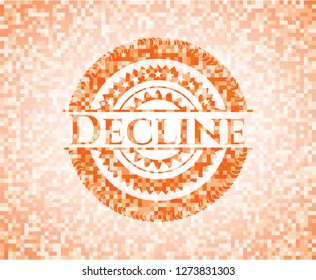 Decline abstract emblem, orange mosaic background
