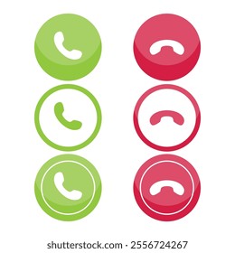 Decline and Accept Phone Call Button Vector Illustration