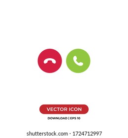 Decline and Accept phone call buttons icon vector. Phone call sign