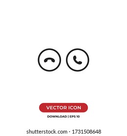 Decline and Accept phone call buttons icon vector. Phone call signs