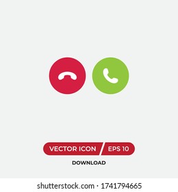 Decline and Accept phone call buttons icon vector. Phone call sign