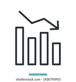 Decline Chart Icon Vector Illustration Logo Template