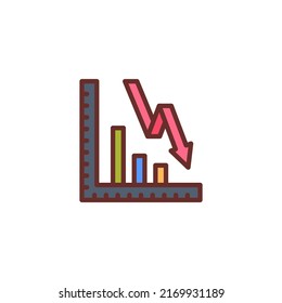 decline chart icon in vector. Logotype