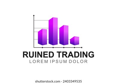 Decline down Trading business bar chart presentation element vector template.