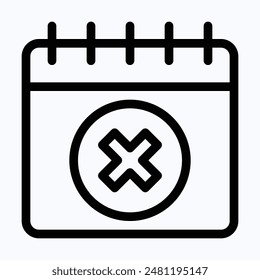 Decline Event In Calendar Vector Icon. Cancel Vector Icon, Lineal Vector Icon.