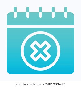 Decline Event In Calendar Vector Icon. Cancel Vector Icon, Isolated Gradient Vector Icon.