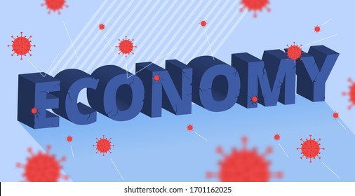 The decline of the global economy due to the attacking coronavirus. Concept of economic collapse and financial crisis.