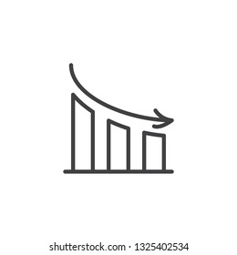 Decline graph line icon. linear style sign for mobile concept and web design. Graph down outline vector icon. Symbol, logo illustration. Pixel perfect vector graphics