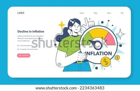 Decline in inflation as a inflation expectations cycle part. Economics crisis and value of money decline implications. Flat vector illustration