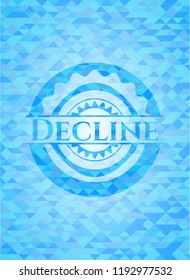 Decline light blue emblem with triangle mosaic background