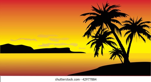 Decadencia en la isla con palmeras