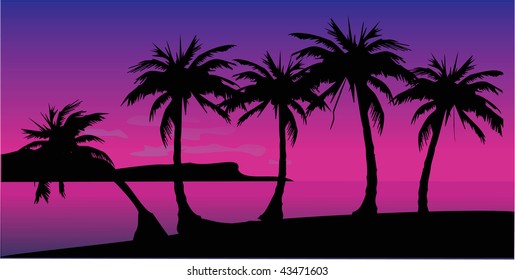 Decline on island with palm trees