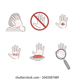 Decline Physician Expression Hand Gesture. hand drawn style vector doodle design illustrations.