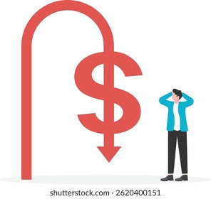 Declínio, redução, recessão, crise financeira ou crise bolsista, redução da taxa de juro, redução da taxa de câmbio,

