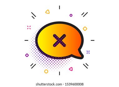 Decline or remove chat sign. Halftone circles pattern. Reject message icon. Classic flat reject icon. Vector