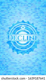 Decline sky blue emblem with mosaic ecological style background