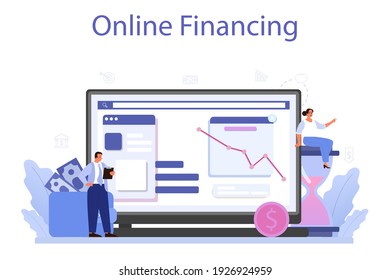 Decline stage online service or platform. Finance crisis with falling down graph and income decrease. Idea of bancruptcy. Online financing. Isolated flat vector illustration