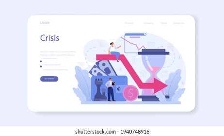 Decline stage web banner or landing page. Finance crisis