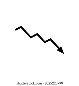 Decline trend icon. Presentation chart with zigzag downward line. Vector Illustration