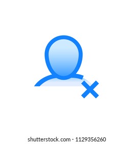 Decline user vector pictogram. Blue line icon with gradient fill of set Simple Line Filled