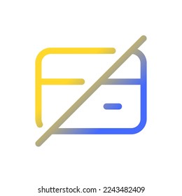 Declined payment pixel perfect gradient linear ui icon. Incomplete financial operation. Credit card. Line color user interface symbol. Modern style pictogram. Vector isolated outline illustration