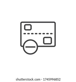 Declined transaction line icon. linear style sign for mobile concept and web design. Cancel credit card outline vector icon. Invalid purchase symbol, logo illustration. Vector graphics