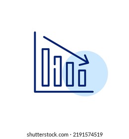 Declining bar chart. Pixel perfect, editable stroke line art icon