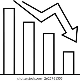 Declining Bar Graph With Downward Arrow Illustrating Economic Downturn And Negative Trend