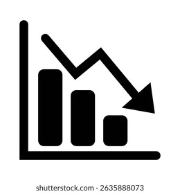 Declining Bar Graph Icon Showing Downward Trend