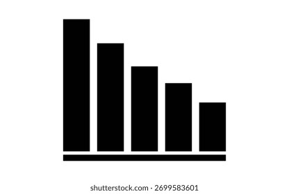 Declining Bar Graph Illustrating Downward Trend or Decrease in Values Shown Clearly