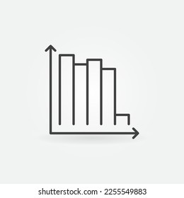 Declining Bar Graph vector Devaluation concept icon or sign in thin line style