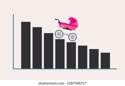 Declining birth rates concept illustration