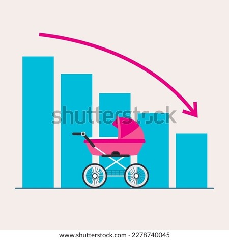 Declining birth rates concept illustration