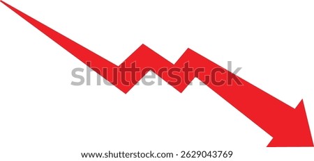 Declining Business Arrow: Red Downtrend Graphic,
Market Downturn Indicator: Zigzagging Red Arrow,
Economic Decline Symbol: Business Loss Icon.